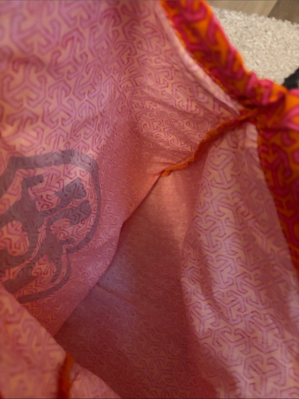 Tory Burch Orange and Black Logo Drawstring Pouch - Picture 6 of 10